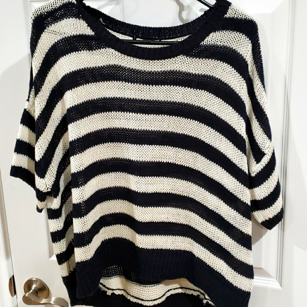Navy and white crop sweater